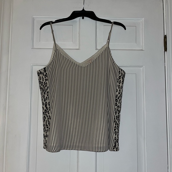 Skies Are Blue Tops - Stripe/Leopard Tank Top